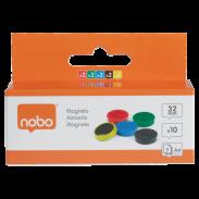 Magnesy NOBO do tablic magnetycznych 32mm mix kol (10szt)