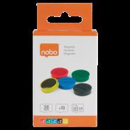 Magnesy NOBO do tablic magnetycznych 38mm mix kol (10szt) siła 1,5kg 