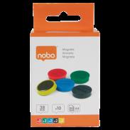Magnesy NOBO do tablic magnetycznych 38mm mix kol (10szt) siła 2,5kg 