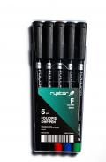 Komplet foliopisów Rystor F 0,6mm (4kol) + 1 czarny gratis 