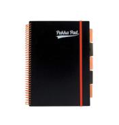 Kołozeszyt A-4 100 kartek w kratkę Pukka Pad 5 przekładek Black Neon z gumką