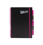 Kołozeszyt A-4 100 kartek w kratkę Pukka Pad 5 przekładek Black Neon z gumką
